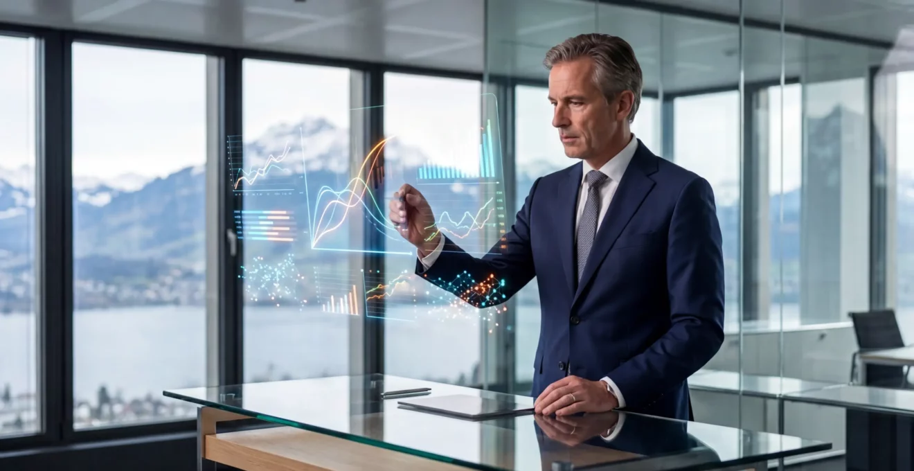 Un directeur examine attentivement des tableaux de bord financiers montrant l'impact du marketing digital sur la croissance de l'entreprise