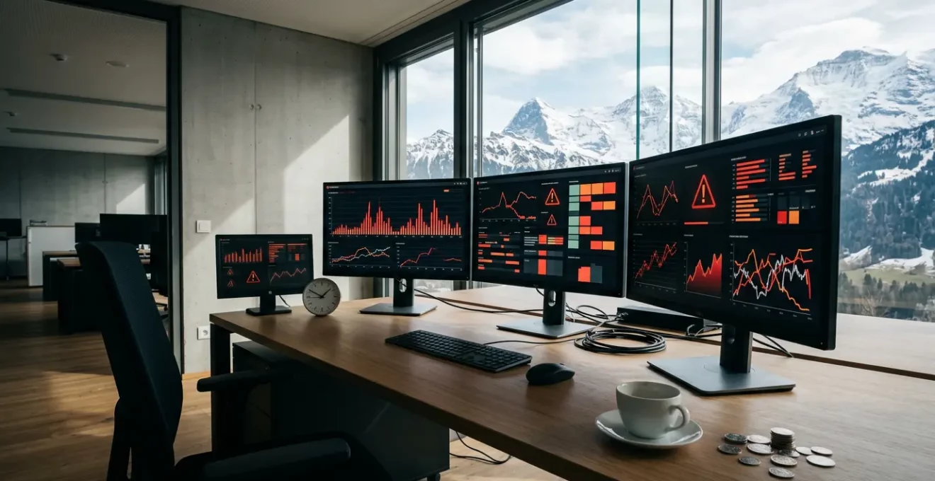 Tableau de bord Analytics avec données erronées et alertes d'erreur sur plusieurs écrans