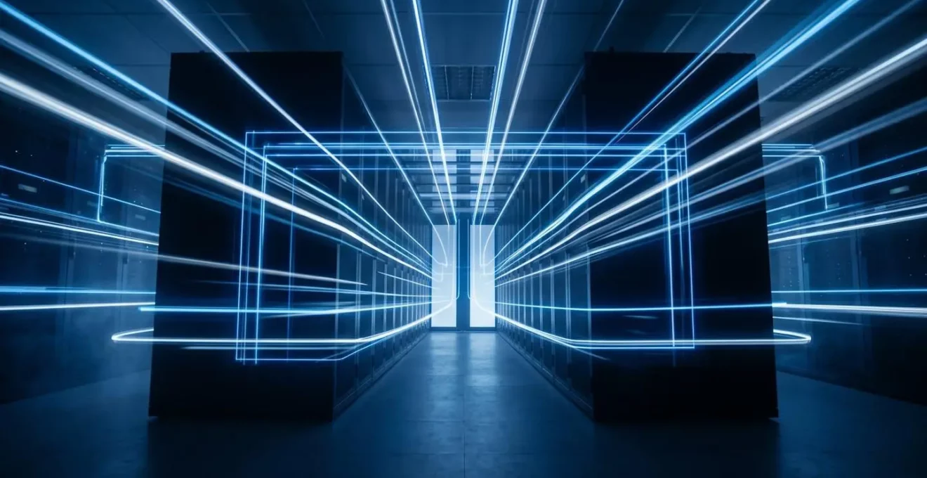 Centre de données suisse moderne avec serveurs et infrastructure réseau haute performance